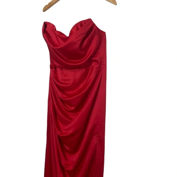 House of CB Adrienne Dress Red Satin Strapless Gown Sexy Romantic NWT Sz XL - Picture 15 of 16